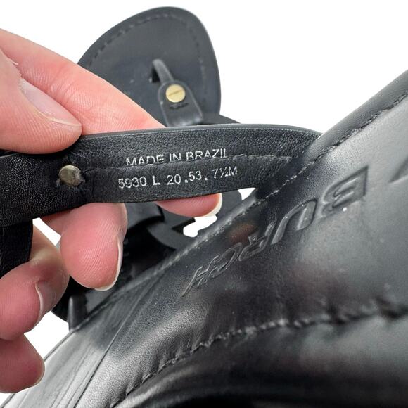 TORY BURCH Perfect Black Matte Leather Miller Logo Sandals Size 7.5 - Picture 7 of 8